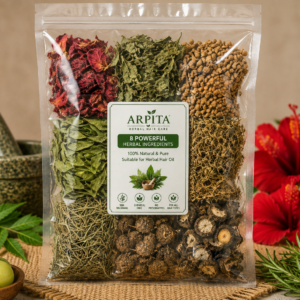 Arpita Herbal ( 1 Litre Oil Ready ) All Hair Problem Making Mix | Hibiscus, Neem, Fenugreek, Curry Leaves, Brahmi, Rosemary, Bhringraj & Amla | 8 Herbal Ingredients for DIY Hair Oil | Dried Herbs for Hair Care | 200 g
